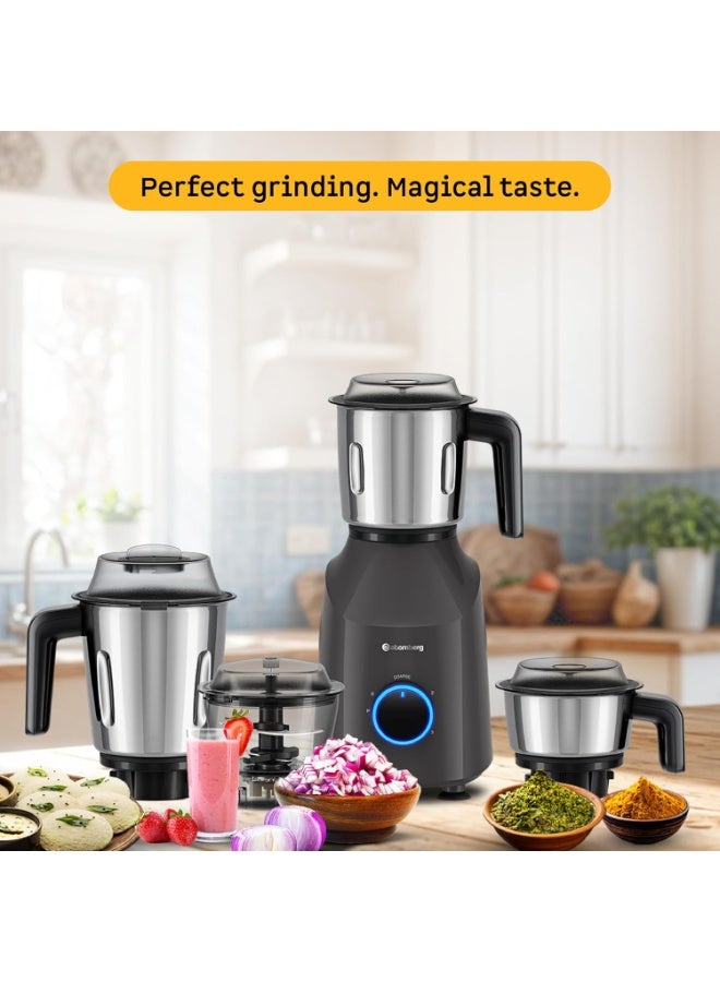 Atomberg Yulia 750 Watt Mixer Grinder | 4 Multipurpose Jars including Chopper Jar | Coarse Mode for Silbatta-like Textures | Powerful Intelligent Motor | Advanced Safety Features | Pebble Grey - Image 3